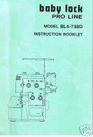 Baby Lock Pro Line BL4 738D Serger Instruction Manual  