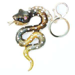 Topaz Snake Boa Key Chain Ring Charm Swarovski Crystal Serpent  