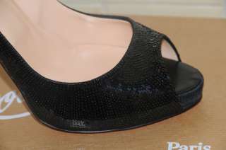 New CHRISTIAN LOUBOUTIN VERY PRIVE EVENING Paillettes Black SHOES 41.5 