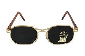 Pop Art Geometric Super Dark Black Lens Gold/Tortoise Sun Glasses 
