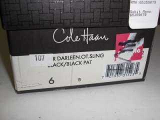 Cole Haan Darleen Sling Wedge Black Leather Shoes 6 M  