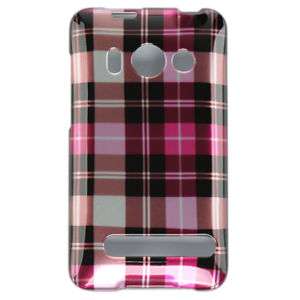 HTC Sprint Evo 4G Pink Checker Hard Case Phone Cover  