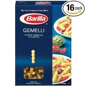 Barilla Gemelli, 16 Ounce Boxes (Pack of 16)  Grocery 