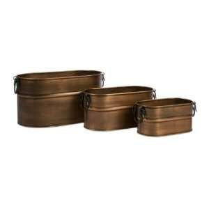  Tauba Oval Copper Planter with Iron Handles: Home 