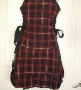 Lip Service Red Plaid Corset Dress Buckles Ribbons Ruffles Clasps S 