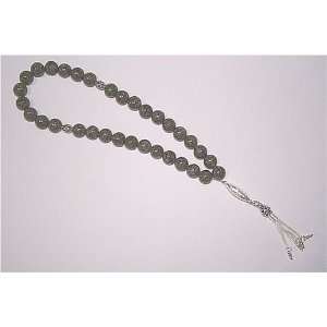  Gray Turquoise Tasbih Islamic Worry Beads with Sterling 