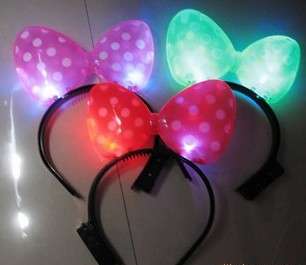 New Minnie Mouse LED Light Up Headband Flashing Glow Bow Party  