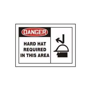 DANGER HARD HAT REQUIRED IN THIS AREA (W/GRAPHIC) 10 x 14 Adhesive 