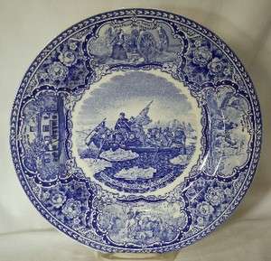   ANCHOR Pottery WASHINGTON CROSSING THE DELAWARE Blue Collector Plate