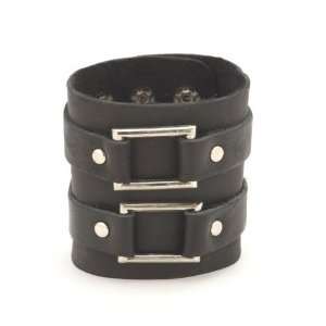  Black designer buckle rings leather wristband bracelet by 