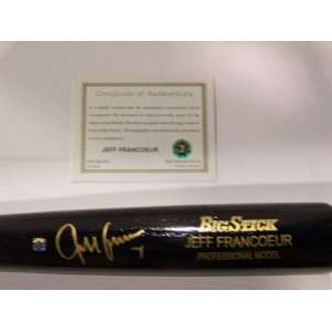 Jeff Francoeur Autographed Black Bat Signed in Gold