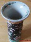 signed antique CHINESE FAMILLE NOIRE porcelain VASE with a pair of 