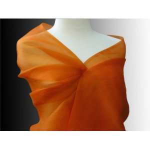 Fine Bridal Pure Silk Organza Shawl Scarf to Wrap in Copper Orange 