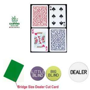  Copag™ Bridge Size PLASTIC Playing Cards & Dealer Kit 