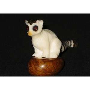  Ivory Lemur Tagua Nut Figurine Carving, 5.2 x 2.8 x 1.6 