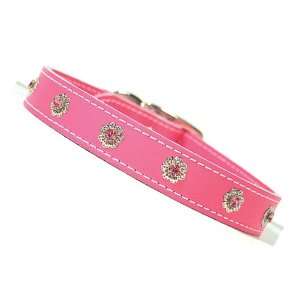  PINK   24 INCH   Signature Leather Filigree Crystal Collar 
