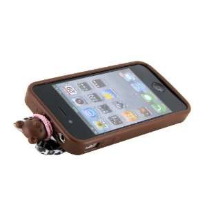 Cartoon Bear Design Paw Print TPU Protective Case for iPhone 4S (Brown 