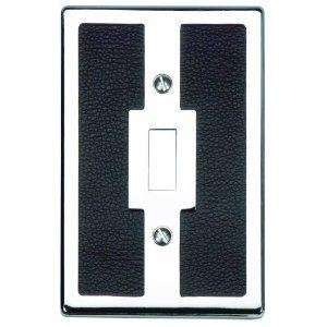   Black Leather and Brushed Nickel Toggle Wall Plate