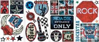 25 New BOYS ROCK AND ROLL WALL DECALS Signs Guitars Stickers Music 