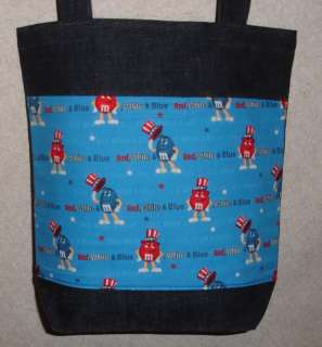 NEW Medium Tote Bag Handmade/w M&M Candy USA Fabric  