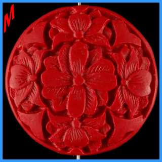 A0287 Intriguing Red Peking Cinnabar Round Pendant Bead  