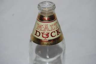 Vintage MALT DUCK liquor glass bottle 7 oz Golden Apple  