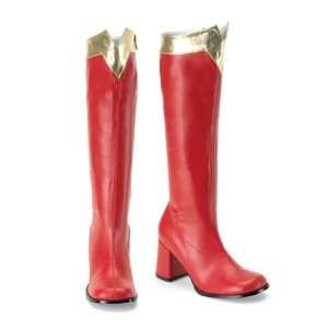  Superhero GoGo Red / Gold Fancy Dress Boots Size US 7 