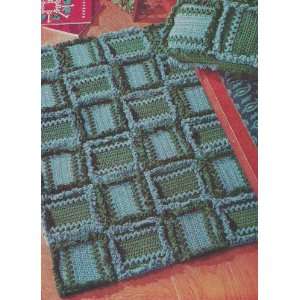 Vintage Crochet PATTERN to make   Heavy Rug Pillow Modern Motif. NOT a 