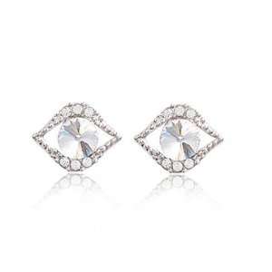  Asiandoll Swarovski Crystal Earrings in Silver: Jewelry