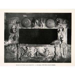  Burial Couch Bas Relief Sculpture Tomb Death   Original Halftone Print