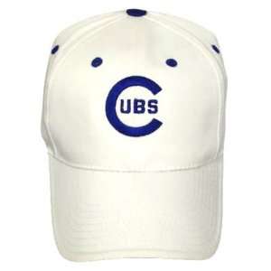   CHICAGO CUBS WHITE BLUE LOGO COTTON HAT CAP ADJ NEW