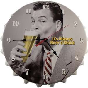   Its Always Beer OClock Metal Bottle Cap Wall Clock