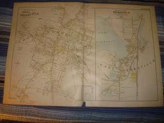 1898 NORTH & EAST BROOKFIELD MASSACHUSETTS ANTIQUE MAP  