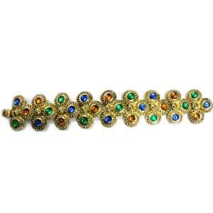 Byzantine Inspired Gold Coated Gemstone Bracelet   Fashion 