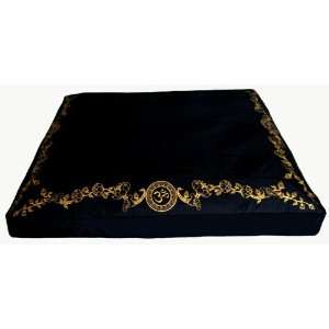   Floor Cushion   OM In Lotus Wreath   Black