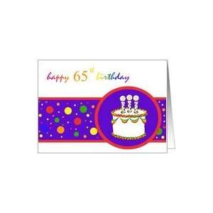  65th Happy Birthday Cake rainbow design Card: Toys & Games