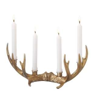  Pack of 2 Rustic Western Gold Antler Taper Candle Holders 