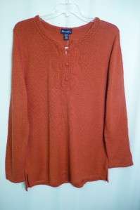 NWT DENIM & CO. spice TUNIC SWEATER DUET like with crochet trim XL 