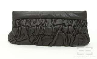 Jill Stuart Black Leather Ruched & Tassel Detail Clutch  