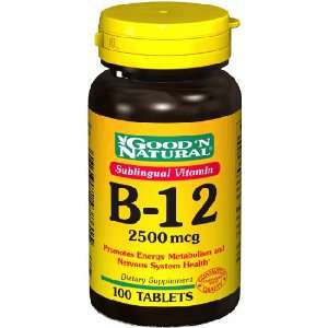 Sublingual Vitamin B 12 2500mcg   100 tabs,(Goodn Natural)