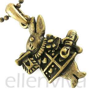 Cute Medieval Bunny Rabbit Trumpeter Necklace #ne642cp  