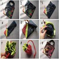 Strawberry Cute Eco Reusable Shopping Shoulder Bag RED  