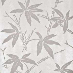  Bamboo Flock   Ivory/Silver Indoor Wallcovering
