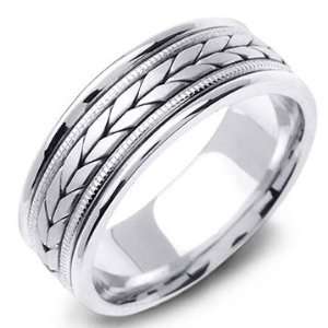  TIBERIUS 14K White Gold Arrow Wedding Band Ring: Jewelry