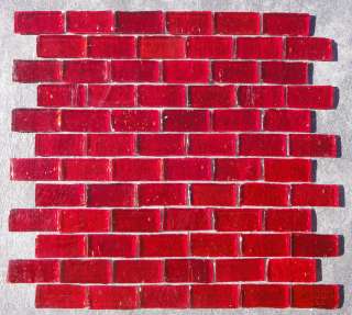Iridescent Red Brick 12x12 Rustic Glass Tile Mosaic Sheet (1x2 