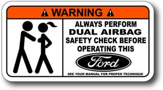 Airbag Check Ford Sticker Decal Powerstroke F250 F350  