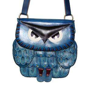 leather handmade owl purse  