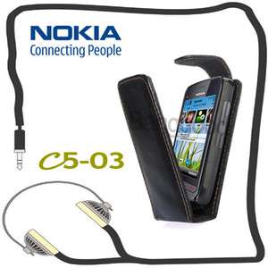 Black Flip Leather Case Cover Pouch Fr NOKIA C5 03 C503  