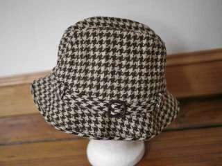 Vintage 50s STETSON Wool Tweed Houndstooth Bucket Fedora Rain Hat 7 1 