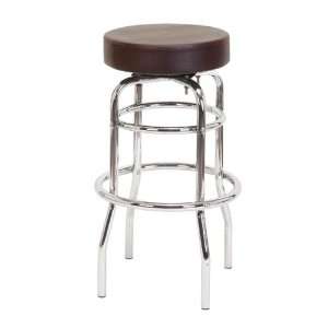   Brown Round Designer Chrome Bar Stools Full Swivel